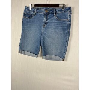 Old Navy Denim Shorts Women 12 Blue Bermuda Mid Rise Cuffed Stretch Casual Jean
